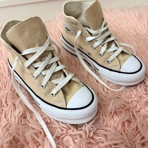 Converse Beige High-Tops with White Soles